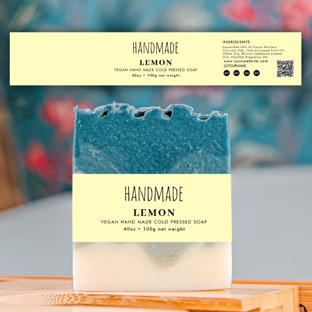 Handmade Soap Belly Band Yellow Product Label Wrap Invitation Belly Band (Handmade Soap Belly Band Yellow Product Label Wrap)
