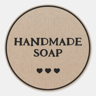 Handmade Soap Brown Kraft Paper Retro Boho Classic Round Sticker