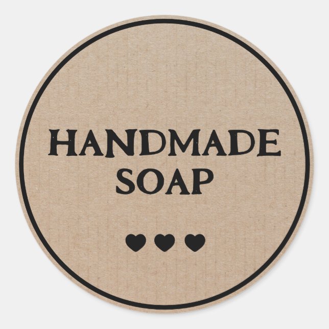 Handmade Soap Brown Kraft Paper Retro Boho Classic Round Sticker (Front)