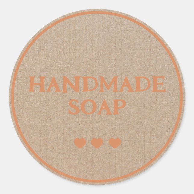 Handmade Soap Brown Kraft Paper Retro Boho Classic Round Sticker (Front)