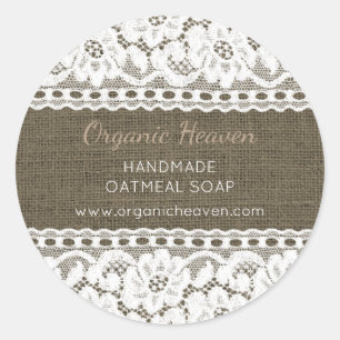Handmade Soap Label Rustic Burlap Lace Custom