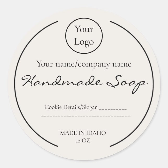 Handmade Soap Labels Simple Company Name Logo (Front)