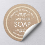 Handmade Soap Making Vintage Floral Rustic Kraft Classic Round Sticker<br><div class="desc">Handmade Soap Making Vintage Floral Rustic Kraft Stickers.</div>