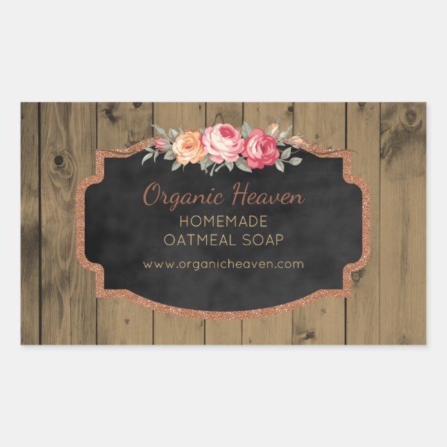 Handmade Soap Rustic Wood Chalkboard Product Label (Front)