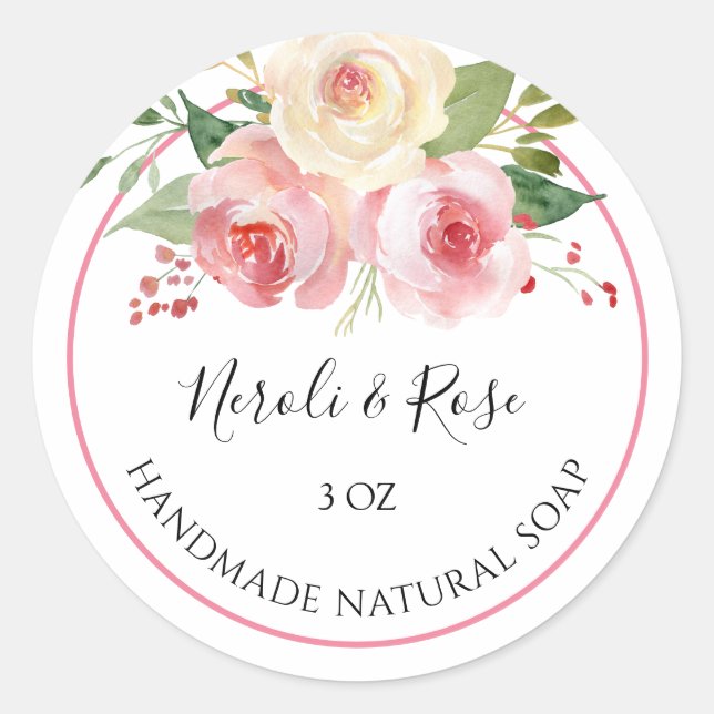Handmade Soap Sticker Floral Neroli and Rose (Front)