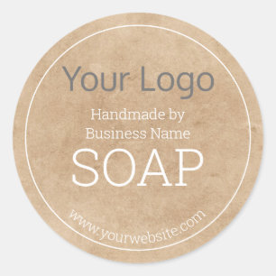 Handmade Soap Your Logo Rustic Kraft Paper Classic Round Sticker