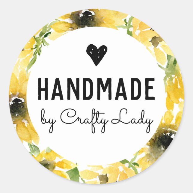 Handmade Sticker - Watercolor Sunflower (Front)