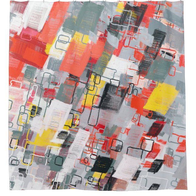 Handmade surreal abstract pattern. Modern artistic Shower Curtain (Front)