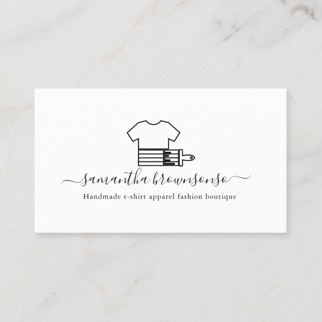 Handmade t-shirt apparel fashion boutique business card (Front)