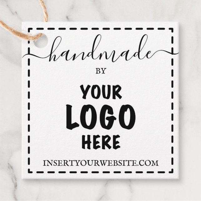 Handmade Tag Price Tag Your Logo Kraft Square (Front)