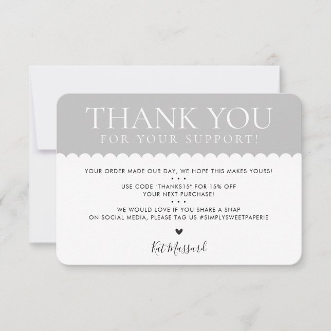 HANDMADE THANK YOU professional cute pale grey  (Front)