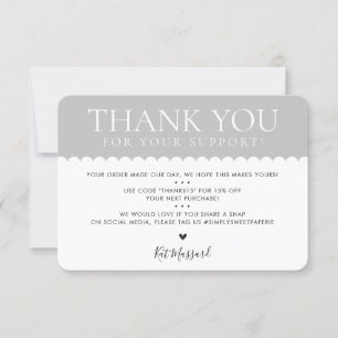 HANDMADE THANK YOU professional cute pale grey