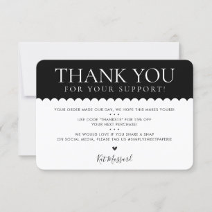 HANDMADE THANK YOU professional pretty black white
