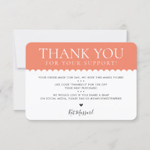 HANDMADE THANK YOU professional trendy orange Card