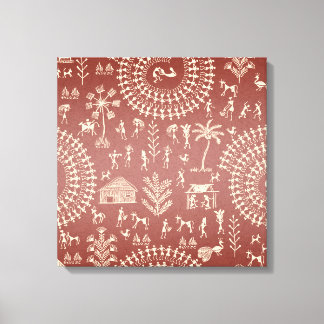 Handmade Tribal Warli Folk Art ... Canvas Print