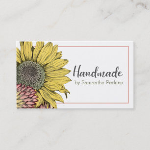 Handmade Vintage Botanical Sunflower Business Card