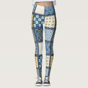 Handmade vintage quilted fabric. Cute leggings