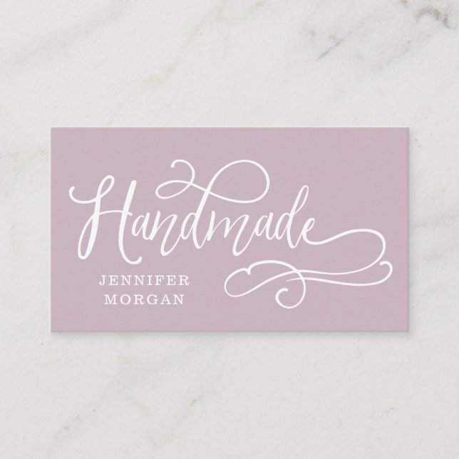 handmade whimsical script business card (Front)