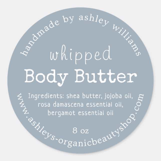 Handmade Whipped Body Butter Blue Business Classic Round Sticker (Front)