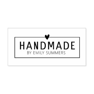 Handmade With Heart by custom name  Rubber Stamp