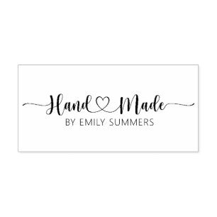 Handmade With Heart by custom name  Rubber Stamp