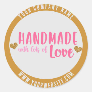 Handmade with Lots of Love Custom Business Classic Round Sticker
