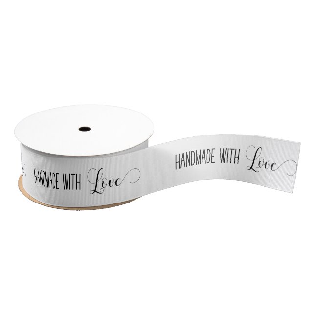 Handmade with Love Black and White Grosgrain Ribbon (Spool)