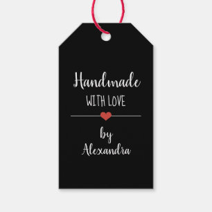 Handmade with love black gift tags