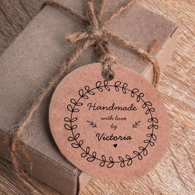 Handmade with Love Botanical Hand-drawn Frame Self-inking Stamp (Creator Uploaded)