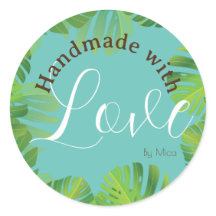 Handmade with love botanical sticker