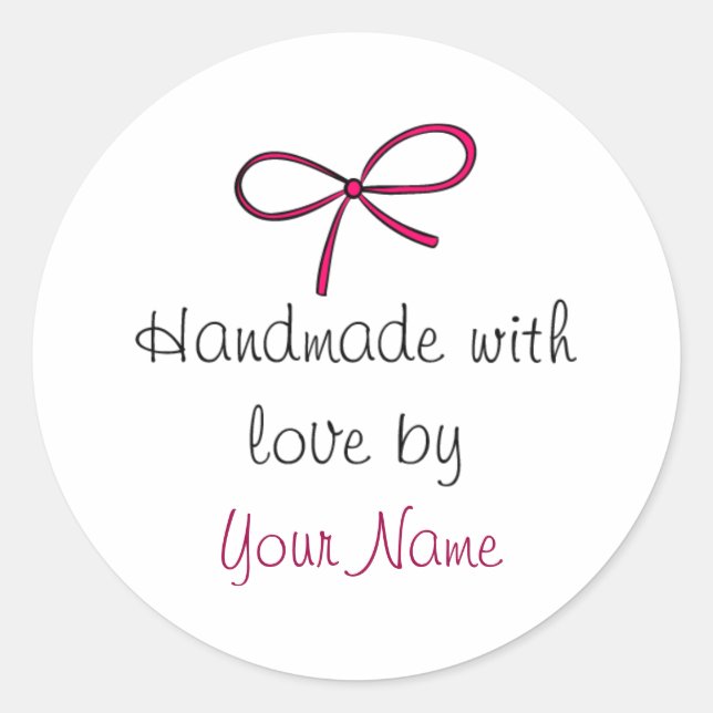 Handmade with Love Bow Sticker (Front)