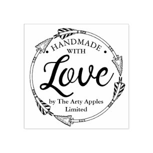 handmade with love business envelope arrow rubber stamp