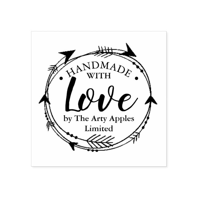 handmade with love business envelope rubber stamp (Imprint)
