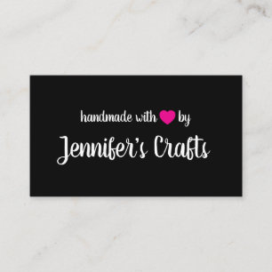 Handmade with Love by Creator Hot Pink Heart Business Card