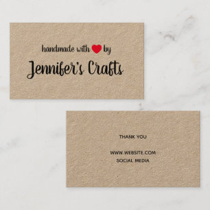 Handmade with Love by Creator Kraft Business Card