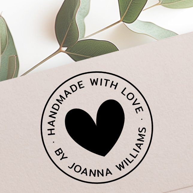 Handmade with love by custom name modern minimal rubber stamp (Handmade with love by custom name modern minimal rubber stamp)