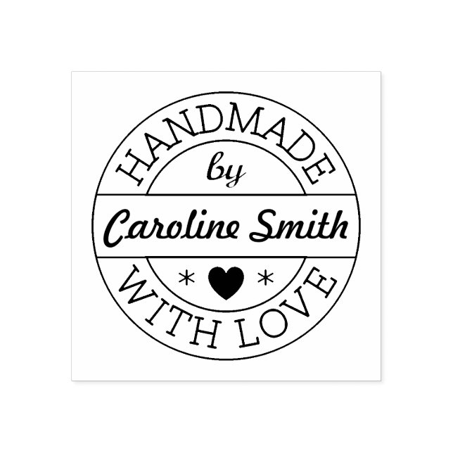 Handmade with love by custom name rubber stamp (Imprint)