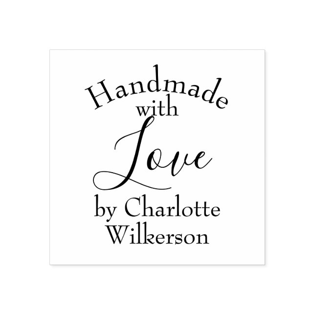 Handmade with Love by Your Custom Name Rubber Stamp (Imprint)