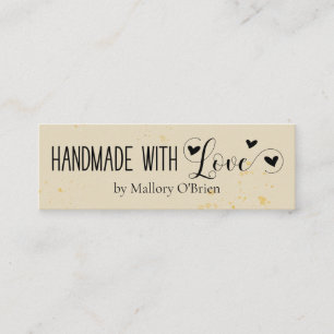 Handmade with Love Calligraphy and Hearts Mini Business Card