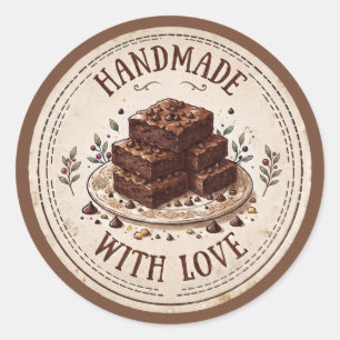 Handmade with Love Chocolate Brownies Classic Round Sticker