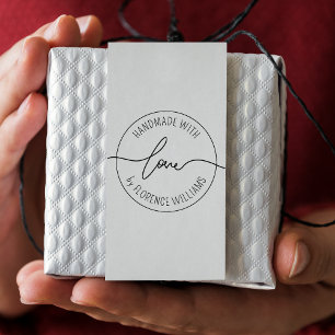 Handmade With Love   Circle Minimalist Custom Name Rubber Stamp