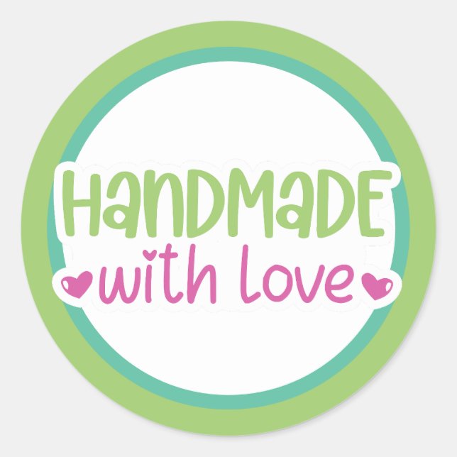 Handmade with love classic round sticker (Front)