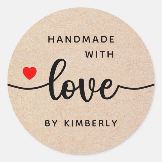 Handmade with Love Classic Round Sticker (Front)