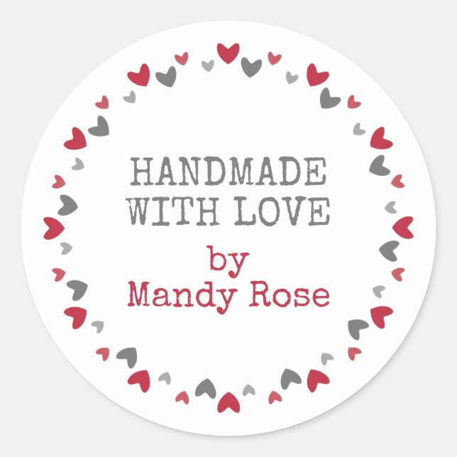 Handmade with love classic round sticker (Front)