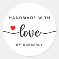 Handmade with Love Classic Round Sticker
