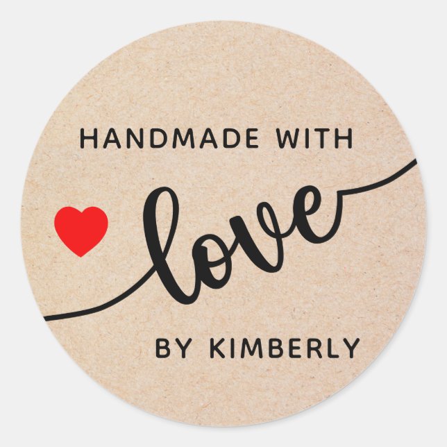 Handmade with Love Classic Round Sticker (Front)