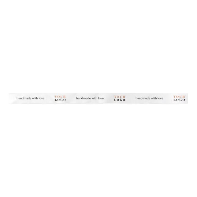 Handmade with Love Company Logo Template White Satin Ribbon (Front)