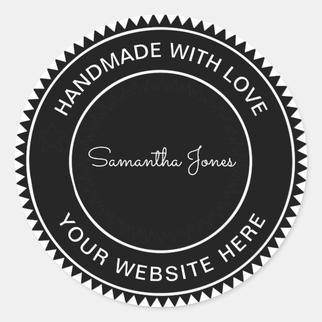 Handmade with Love Craft DIY Cool Hipster Business Classic Round Sticker (Front)