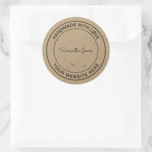 Handmade with Love Craft DIY Kraft Paper Classic Round Sticker
