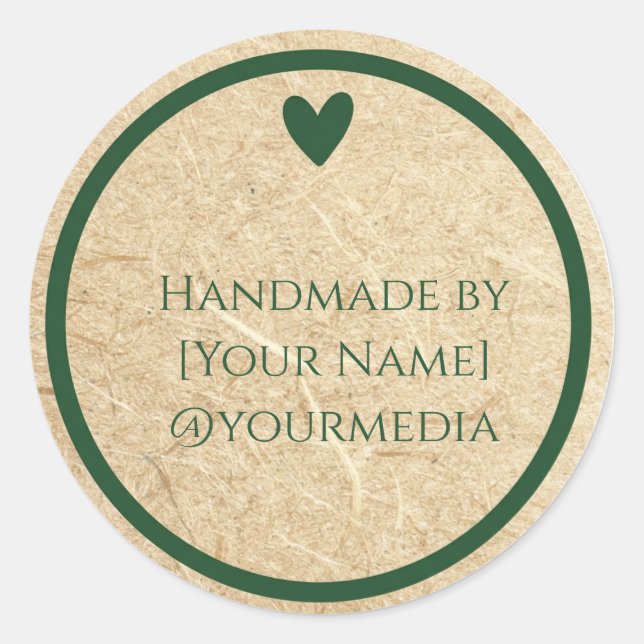 Handmade with Love craft Style Baking Label (Front)
